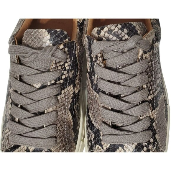 Frye Snakeskin Leather Sneaker Shoes Gym Italian Ivy Lace Black Gray Reptile 7 - Picture 12 of 16